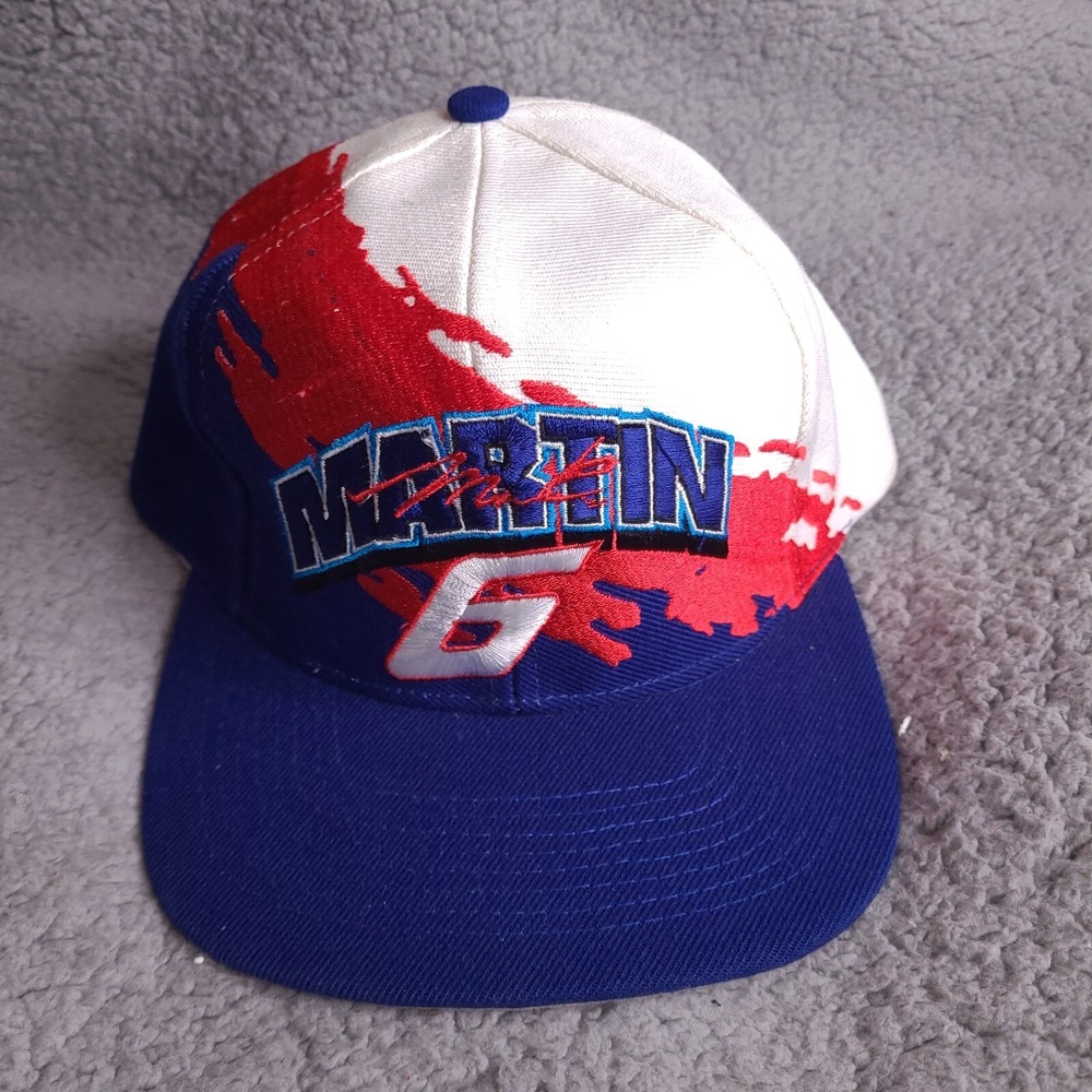 Vintage 90s Mark Martin 6 Logo Athletic Splash Snapback Hat Cap Nascar Valvoline